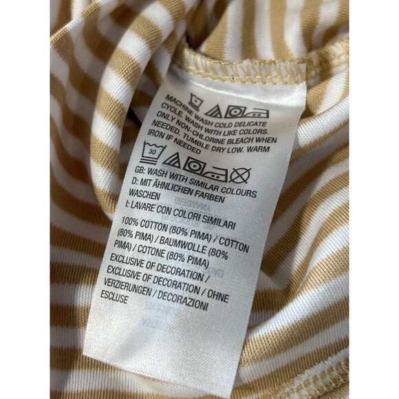 Isaac Mizrahi Live Essentials Pima Cotton Yarn Dye Top Womens XXS Tan White NEW - Picture 5 of 7